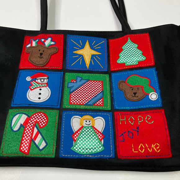 Bueno | Vintage Christmas Embroidered Black Handbag Purse Womens - Picture 2 of 9